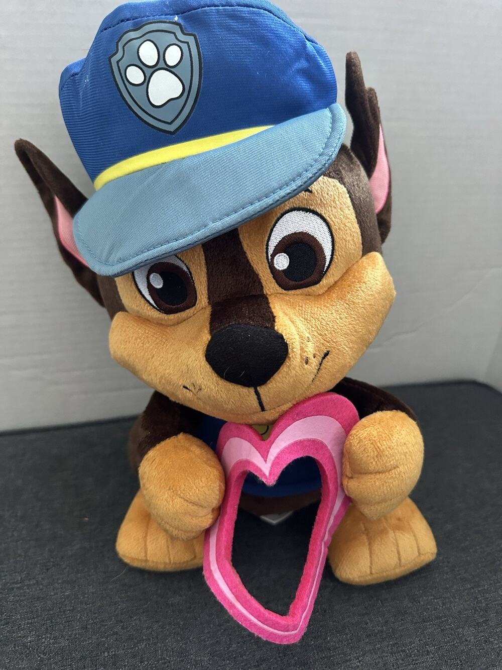 PAW Patrol Chase Valentine Plush 12” Pink Heart 2021 Nickelodeon Just Play Dog